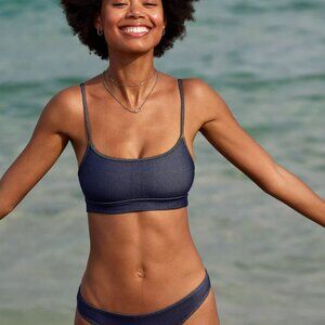 NWT AE x Aerie Match Made In Denim Straight Scoop Bikini Top XS
